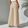 thumbnail image 6 of SuTry Women's Solid Color Pants Lightweight Fabric High Waisted Wide Leg with Pleated Front Trousers Full Length Versatile for Various Tops(Khaki,M), 6 of 8