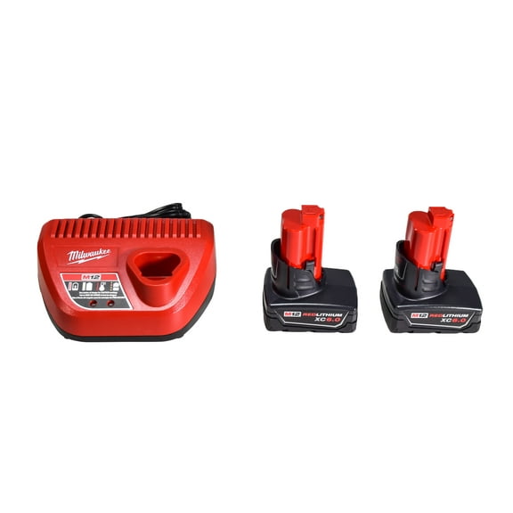 Milwaukee M12 12-Volt Two Lithium-Ion 6.0 Ah Batteries and Charger Kit