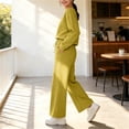thumbnail image 6 of Cagogo Women's 2 Piece Long Sleeve Set Casual Round Neck Pullover Tops Wide Leg Drawstring Pants Solid Lounge Outfits Matching Tracksuits Travel Airport Clothes, Yellow S, 6 of 6
