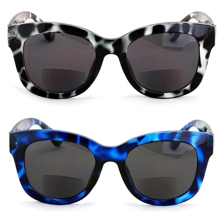 2 Pairs Women Bifocal Round Oversized Reading Sunglasses  display picture 1