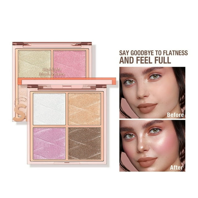 11g Highlighter Blush Palette Easy Coloring Persistent Effect Face Brightening Concealer Blush Contour Balm Tray for Girl