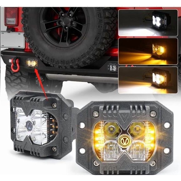Race Sport Lighting Driving/Fog Light RS02FMC Driving/Fog Light; HD Series; LED Bulb; Combo Beam; 3500 Lumens; Clear Lens; Amber Side Strobe; Aluminum Alloy Housing; Flush Mount