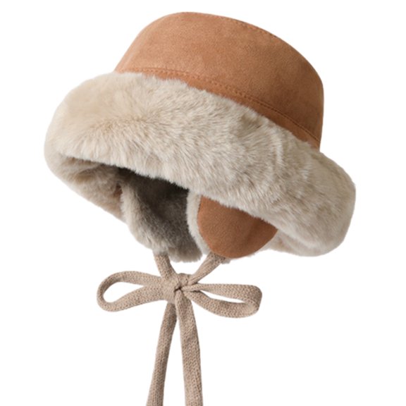 Jamicy Fleece Trapper Hats Winter Ear Flap Ski Cap Warm Fleece Thickened Fisherman's Hats for Women