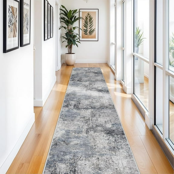 RUUGME Hallway Runner Rug 3x14 - Runner Rug Stain Resistant for Living Room Non Slip Indoor Entryway Rubber Backing Carpet Bedroom Kitchen Distressed Floor Decor Mat Machine Washable 3x14 Blue