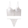 thumbnail image 2 of Gibobby Conjuntos de bragas de encaje Conjunto de ropa interior Sexy de satén con corsé de espina de pescado para mujer(Blanco, CH), 2 of 5