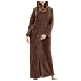 thumbnail image 3 of Womens Flannel Long Robe Thickened Home Wear Cozy Lounge Coat Sleepwear, 3 of 5