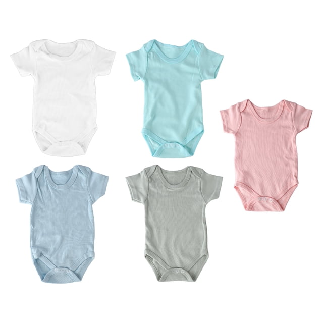 piezas de monos para bebé con cuello redondo y manga corta de color liso para recién nacidos de 0 a 3 meses