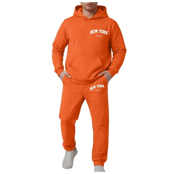 Ketyyh-chn99 Ensemble de Survêtement 2 Pcs pour Hommes Hommes Femmes Automne Hiver Mode Décontractée Chandail Pantalon Survêtement Taille pour S, Orange