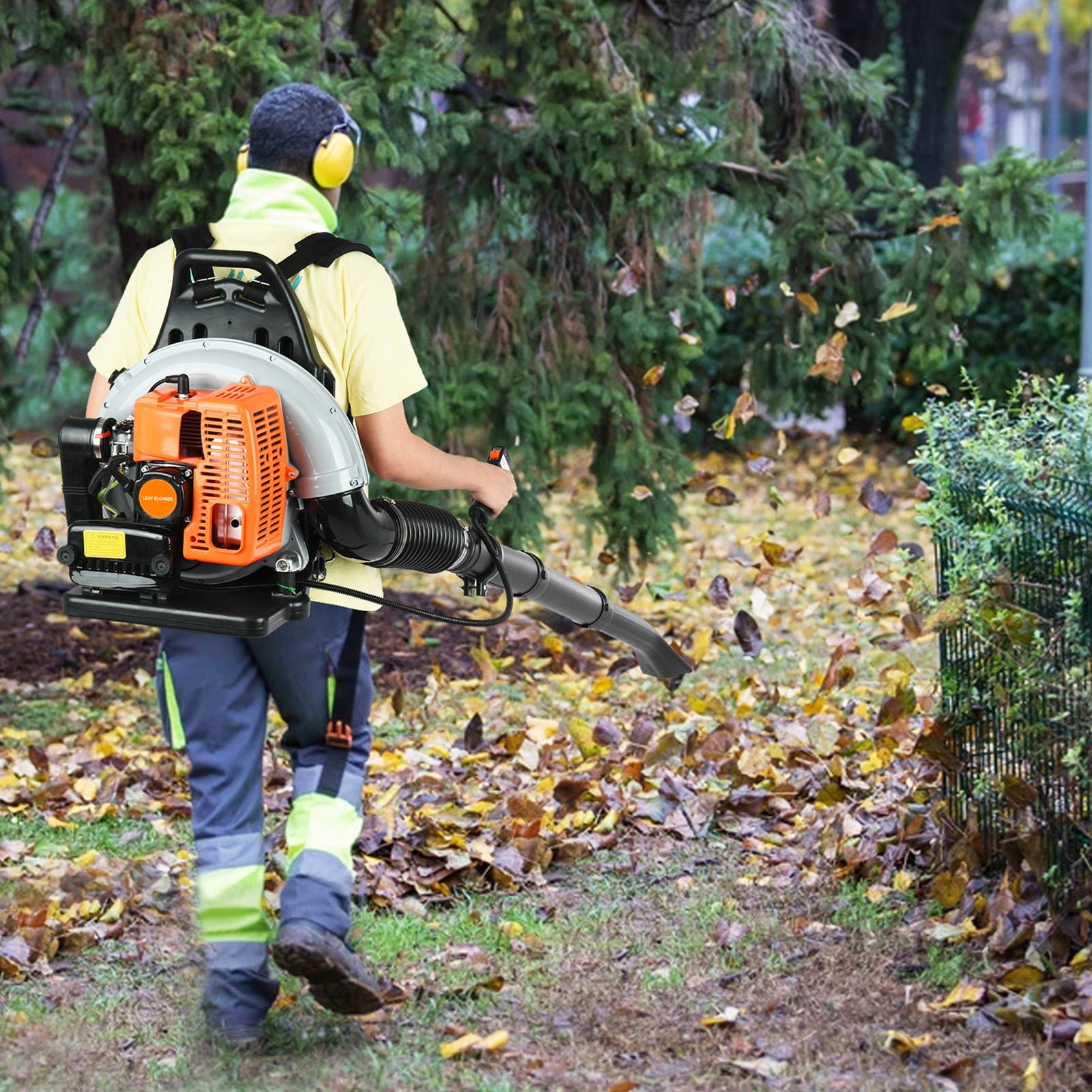 WETS EB650 Leaf Blower with Backpack, Cordless Leaf Blowers for Lawn Care,63CC 2 Stroke 665CFM Gas Powered Blower with Extention Tube for Home Blowing Leaf, Snow Blowing,Dust