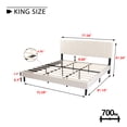 thumbnail image 6 of alazyhome King Size Upholstered Platform Bed Frame with Bedside Cupboard, Beige, 6 of 6