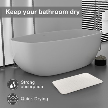 Stone Bath Mat – Super Absorbent Diatomaceous Earth Bath Mat, Quick-Drying Stone Bath Mats For Bathroom, Diatomite Mat Easy To Clean, Bathroom Mat Quick Dry, 24 X 16 Inch, White Sandstone