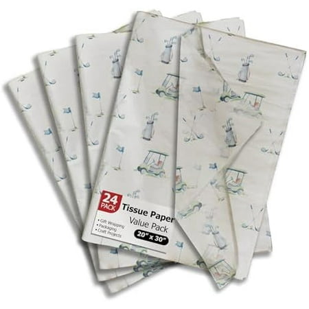 Golfing Printed Tissue Paper for Gift Bags or Boxes and Wrapping - Golf Bulk Decorative Art Tissue Paper for Packaging and Gifting | 24 Sheets 20" x 30"