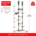 thumbnail image 6 of Furcato 92.1"-101.6" Adjustable Height Cat Tree, Floor to Ceiling Cat Tower, 7 Tiers Cat Climbing Tree with Hammock, Light Grey, 6 of 10