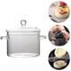 thumbnail image 4 of Cuenco de vidrio transparente para fideos con tapa Olla de vidrio para gachas de avena de alta temperatura (1350 ml), 4 of 7