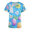 thumbnail image 4 of Rciityk Easter Scrub Tops Women Plus Size Bunny Eggs Print Short Sleeve V Neck Stretchy Holiday Nurse Working Uniform with Pocket, 4 of 4