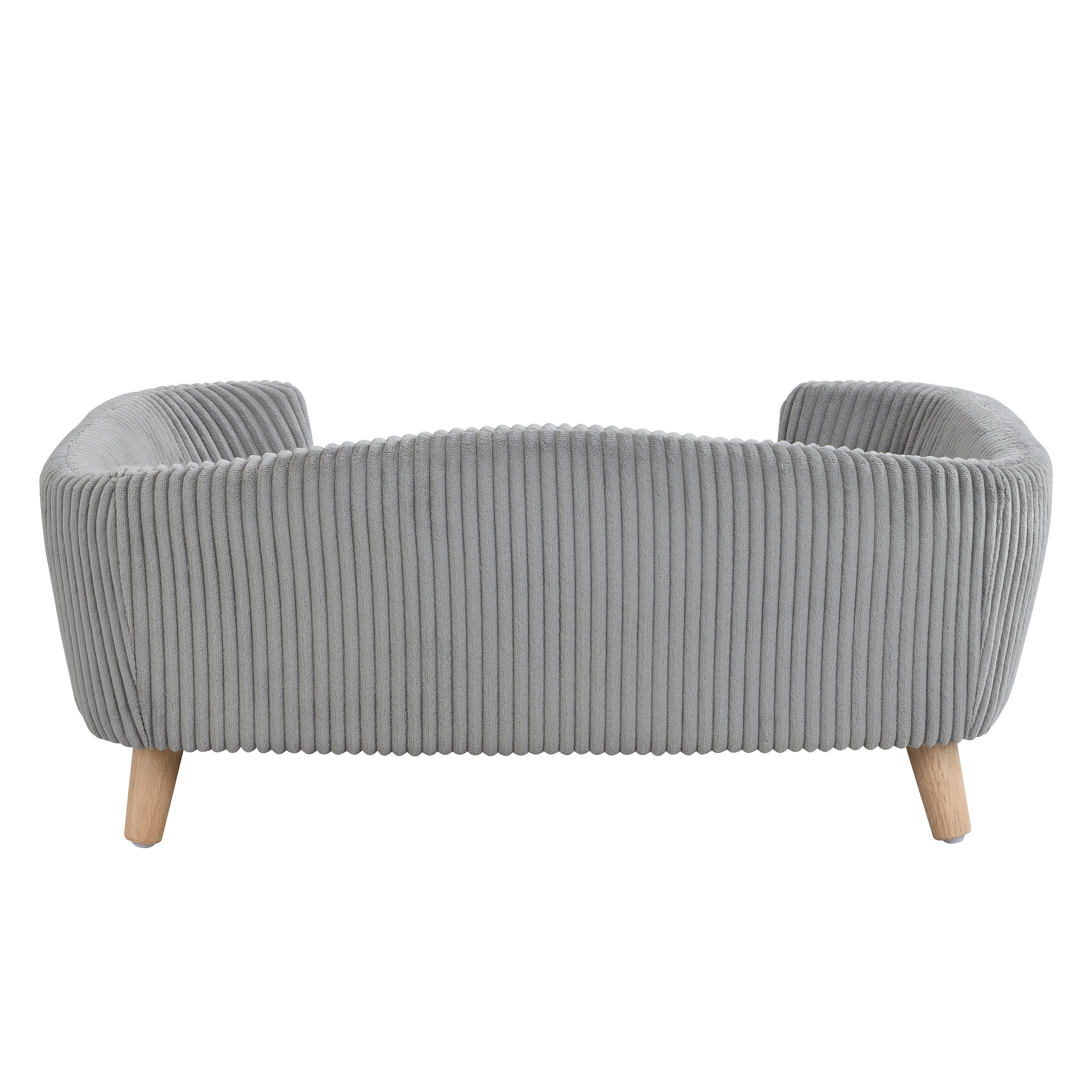 FFZ Elevated Dog Bed Frame Small Corduroy Pet Couch Rubber Wood Legs Supportive Foam Grey Assembly