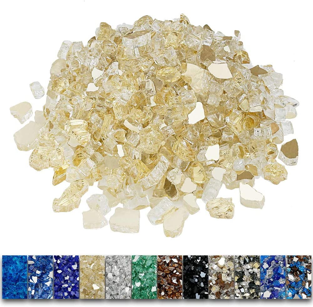 Fire Glass for Fire Pit, 10 Pounds 1/2 Inch High Luster Reflective Tempered  Glass Rocks for Natural or Propane Fireplace, Safe for Outdoors and Indoors  Gold Firepit Glass - Walmart.com