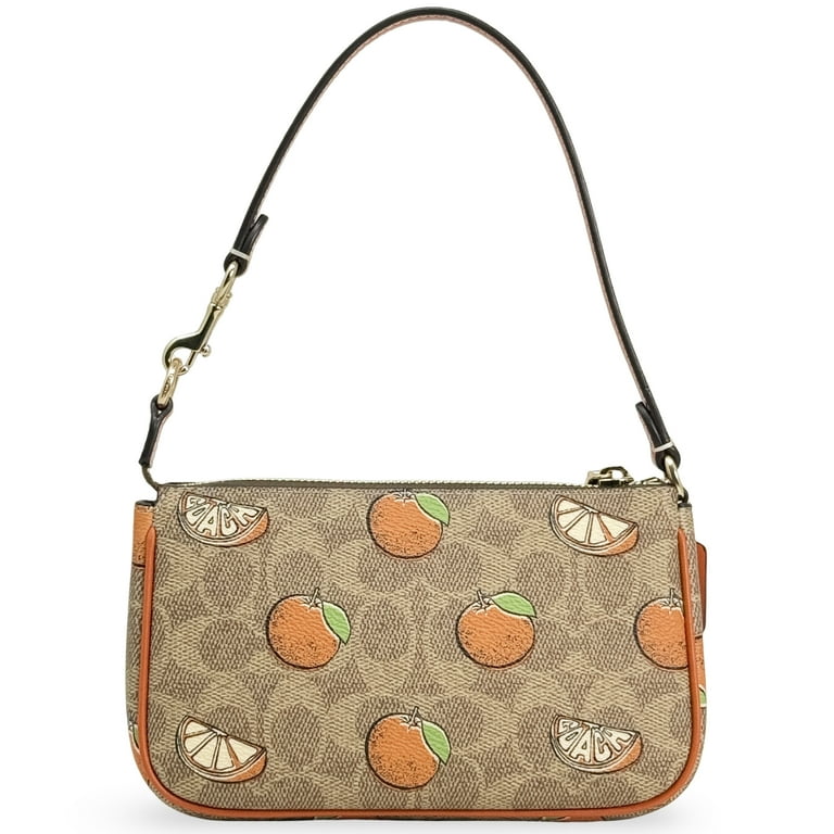 Coach Women's Nolita Small Convertible Wristlet in Signature Canvas with Orange Print (Tan Multi)