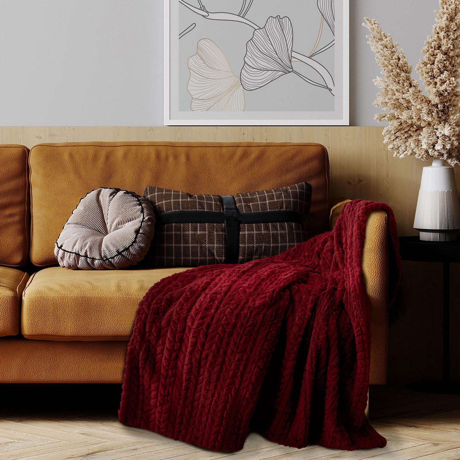 Faux Fur Throw Merlot