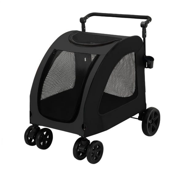 Dog Stroller with 4-Wheel, Heavy Duty 220lbs Capacity Travel Cart for Large Dogs(Black)