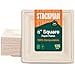 thumbnail image 3 of 100% Compostable Square Paper Plates [50-Pack] - {PFAS-Free} - {BPI Certified} - [6 Inch] Heavy Duty, Eco-Friendly, Biodegradable Bagasse Dinner Plates - Natural Brown 6" Plate by Stack Man, 3 of 4