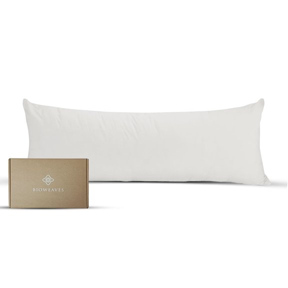 Bioweaves 100% Organic Washed Cotton Percale Weave Body Pillow Cover GOTS Certified Body Pillow Pillowcase – 21” x 54”, Marshmallow