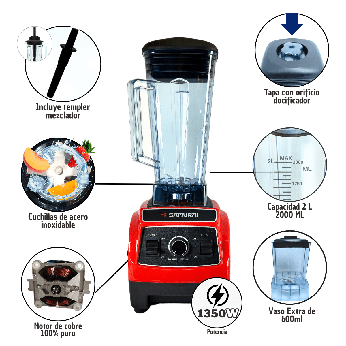 Acero Inoxidable Licuadora Samurai Velocidades Una Licuadora Marca