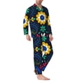 thumbnail image 2 of Sikiie Colorful Mexican Flower Mens Pajama Set, Soft Warm Long Sleeve Sleepwear, Cozy Button-Down Pjs for Men-Large, 2 of 7