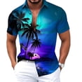 thumbnail image 4 of BUWTTED Mens Shirts Hawaiian Beach Tropical Print Short Sleeve Button Down Loose Summer Casual Holiday Vacation Breathable Blue Shirt XXL, 4 of 4