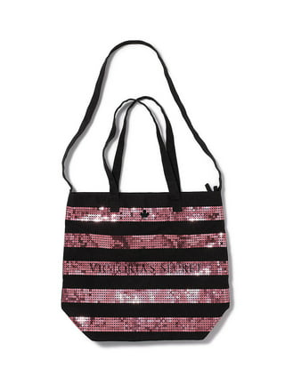 Victoria's Secret Bling Stripe Sequin Carryall Tote with Matching Wristlet