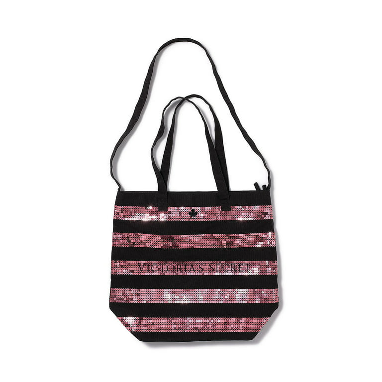 Victoria's Secret Large Weekender Tote Beach Travel Bag VS Pink Stripe Zip  Top
