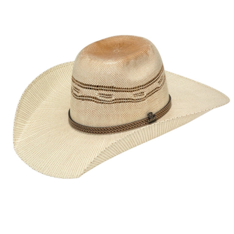 Ariat “Punchy” Natural Straw Western Hat with Brown Trim Ariat Unisex Punchy Bangora Natural Western Straw Hat A73192  main image 4