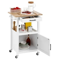 BOBOKY 18x23 Inch Kitchen Island Cart with Door, Rolling Storage Table Cabinet on Wheels for Small Space Kitchen Pantry.