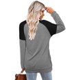 thumbnail image 4 of Womens Tops Color Block Pullover Long Sleeve T Shirts with Pockets Crew Neck Tunic Blouse, 4 of 5