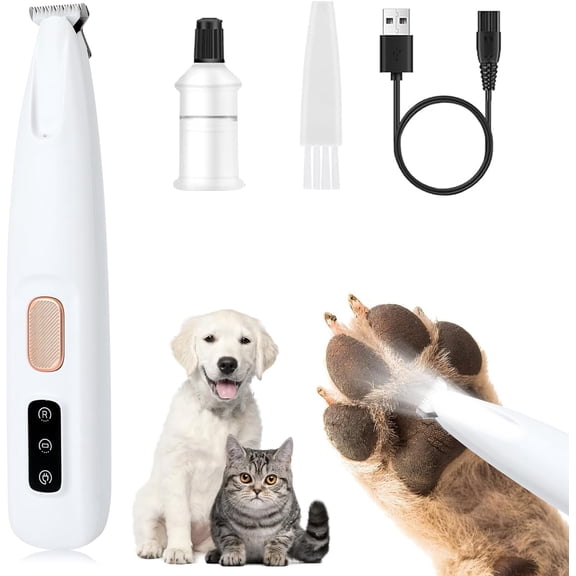 Rechargeable Pet Hair Trimmer Kit with 0.7-inch Widened Blade,Built-in LED Light,Smart Display Screen,Fully Waterproof Design,Ultra-Quiet Under 50dB,Multifunctional for Small Dogs and Cats
