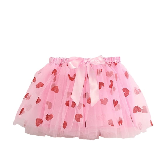 Coerni Toddler Soft Skirt Shorts Heart Prints Sequin Mesh Tulle Skirt Dance Part𝐲 Clothes Light Layered Pleated Birthday Outfit