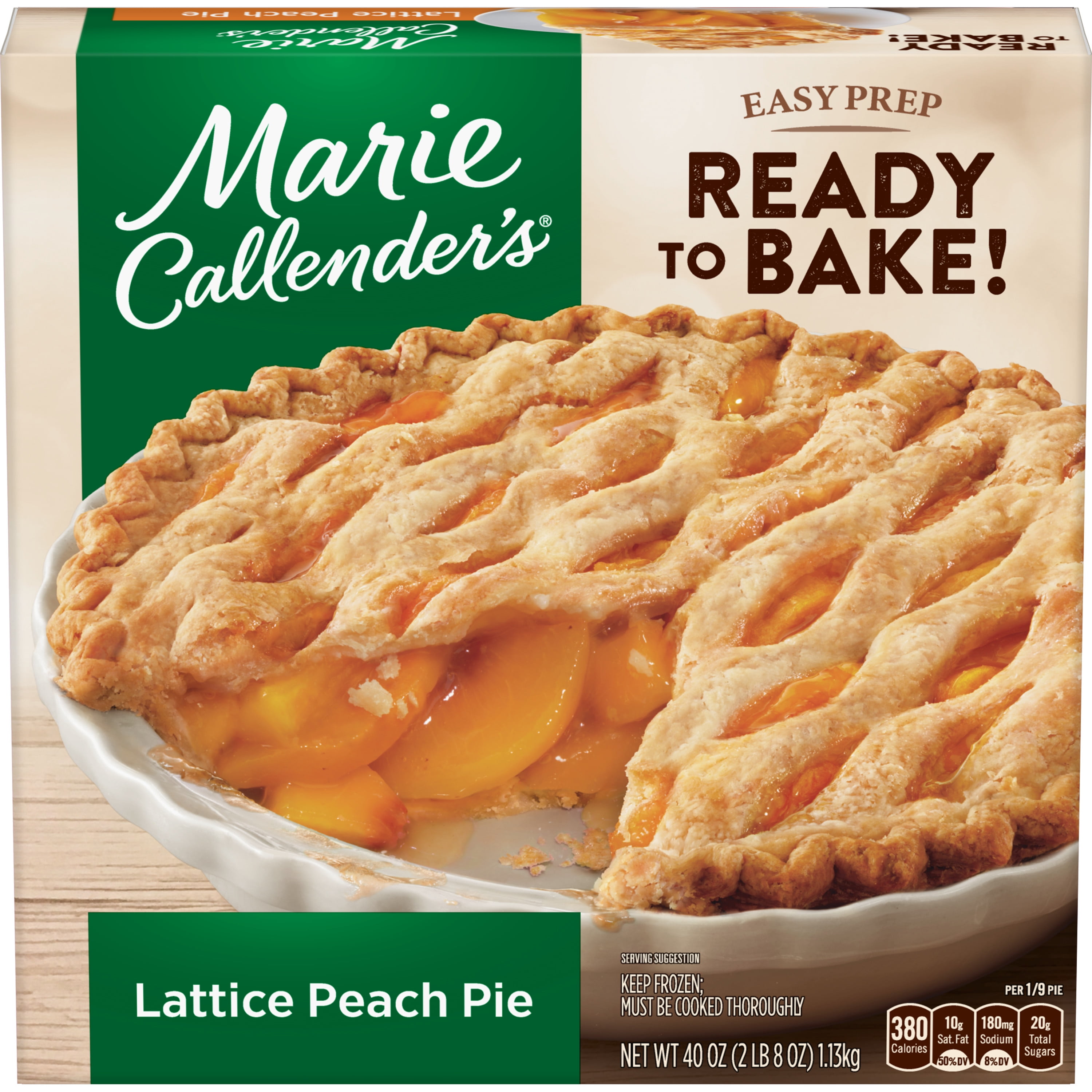Marie Callender's Frozen Pie Dessert, Lattice Peach, 40 Ounce