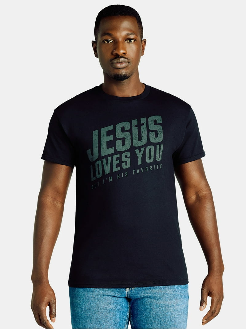 Humor men's Jesus Loves You Graphic Tee - 100% Cotton - Walmart.com