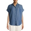 Time and Tru Women's Button Front Shirt with Rolled Sleeves