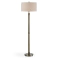thumbnail image 2 of Benjara Modern Floor Lamp- White Linen Drum Shade- Brass Metal Pole- Round Base, 2 of 6