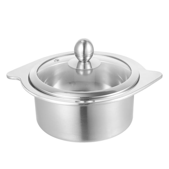 ONAPARTER Stainless Steel Small Hot Pot Camping Cookware Soup Stock Milk Food Ramen Cooker Individual (Silver)