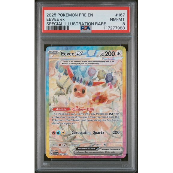 2025 Pokemon Pre En #167/131 Eevee ex Special Illustration Rare PSA 8