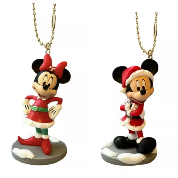 Mickey Santa Candy Cane Keychain Dangler Figure Figurine 3” Pvc Holiday