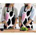 thumbnail image 3 of Yehwow Pink Heart on The Black and White Cow Skin Bib Apron For Kitchen BBQ Gardening With Adjustable Neck Strap 27x31 Inch, 3 of 4