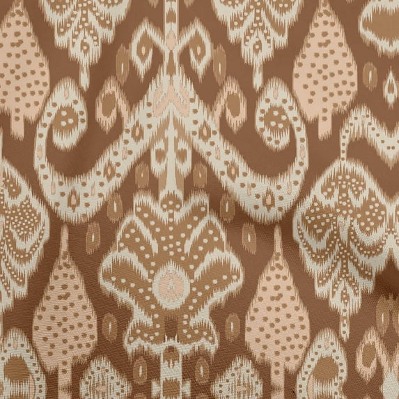 oneOone Viscose Jersey Brown Fabric Asian Ikat Dress Material Fabric Print Fabric By The Yard 60 Inch Wide