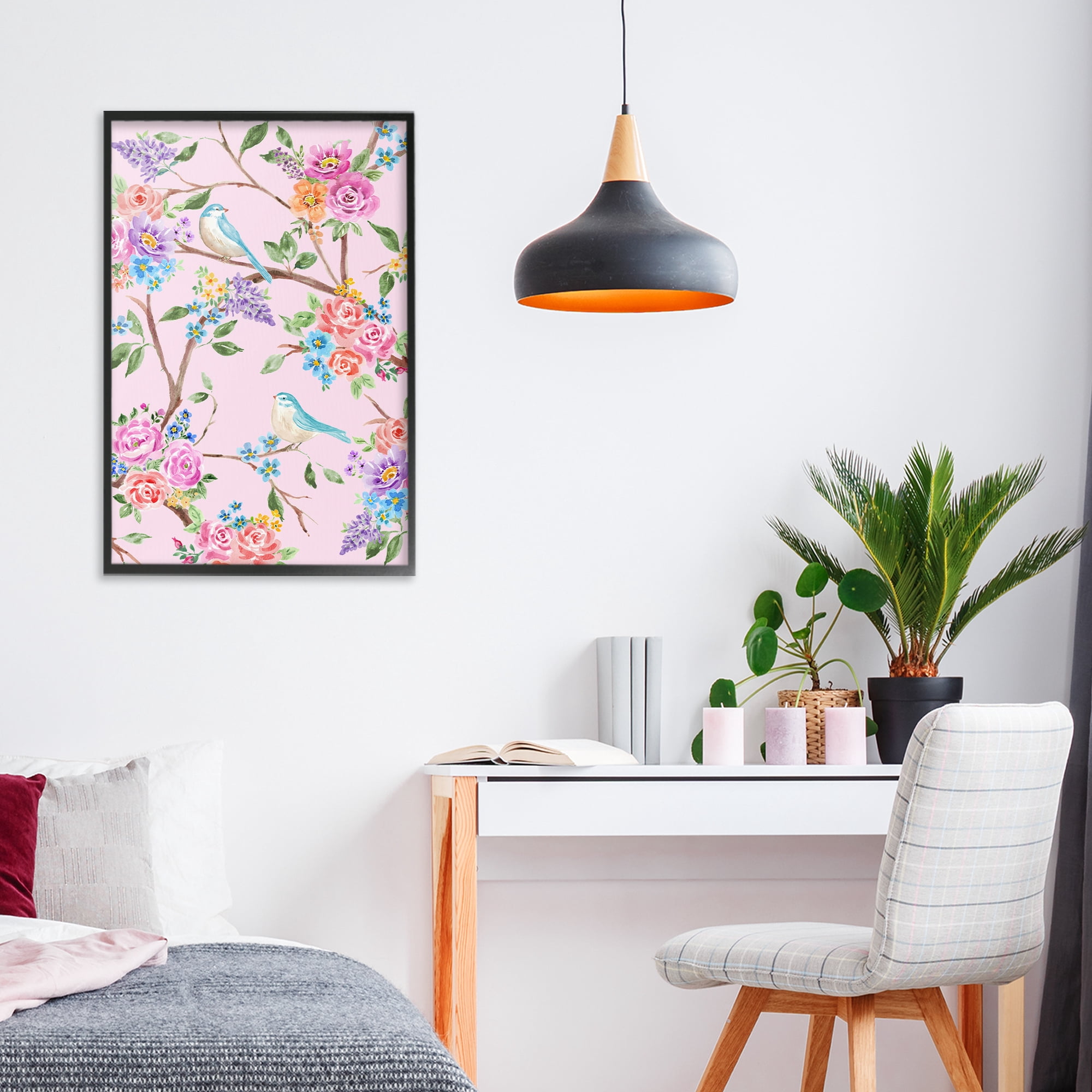 Stupell Industries Pink & Blue Spring Florals Black Framed Giclee Art, design by Corinne Haig
