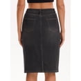 thumbnail image 4 of DARING DIVA Women's Slit Stretch Below Knee Length Denim Skirts Small Black, 4 of 7