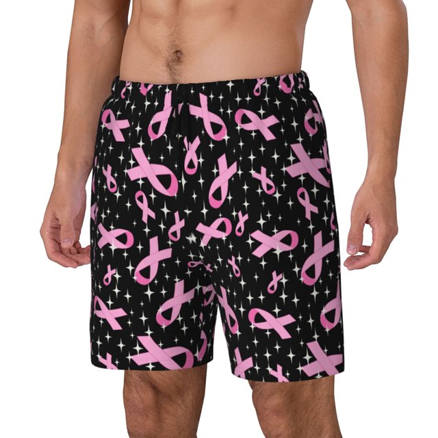 KLL Breast Cancer Awareness (2) for Mens Swim Trunks Quick Dry Swim Shorts with Built-in Compression Liner Funny Swimwear Bathing Suits-X-Large