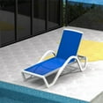 thumbnail image 2 of Patio Chaise Lounge Adjustable Aluminum Pool Lounge Chairs with Arm All Weather Pool Chairs for Outside, in-Pool, Lawn (Blue, 1 Lounge Chair) 09675, 2 of 6