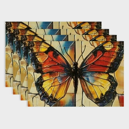 

SHERONV Butterfly Table Mats Placemat Colorful Butterfly Wing Placemats Set of 4 Butterflies Print Placemats for Dining Table Indoor Outdoor Kitchen Girly Decor Table Place Mats 18x12in